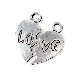 Подвеска из двух половинок "Love", 23мм, стальная