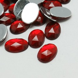 Кабошон акриловий, 20х30мм, овал, гранований, темно-червоний