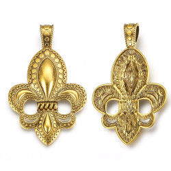 Кулон Лілія "Fleur De Lis" 73мм, античне золото