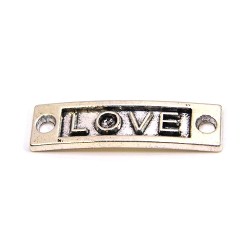 Конектор "LOVE", 9х15 мм, металевий, колір сталевий